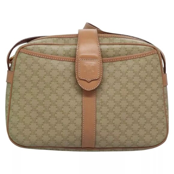 CELINE Macadam Canvas Shoulder Bag Beige Gold Auth mr1099 - Picture 3 of 16